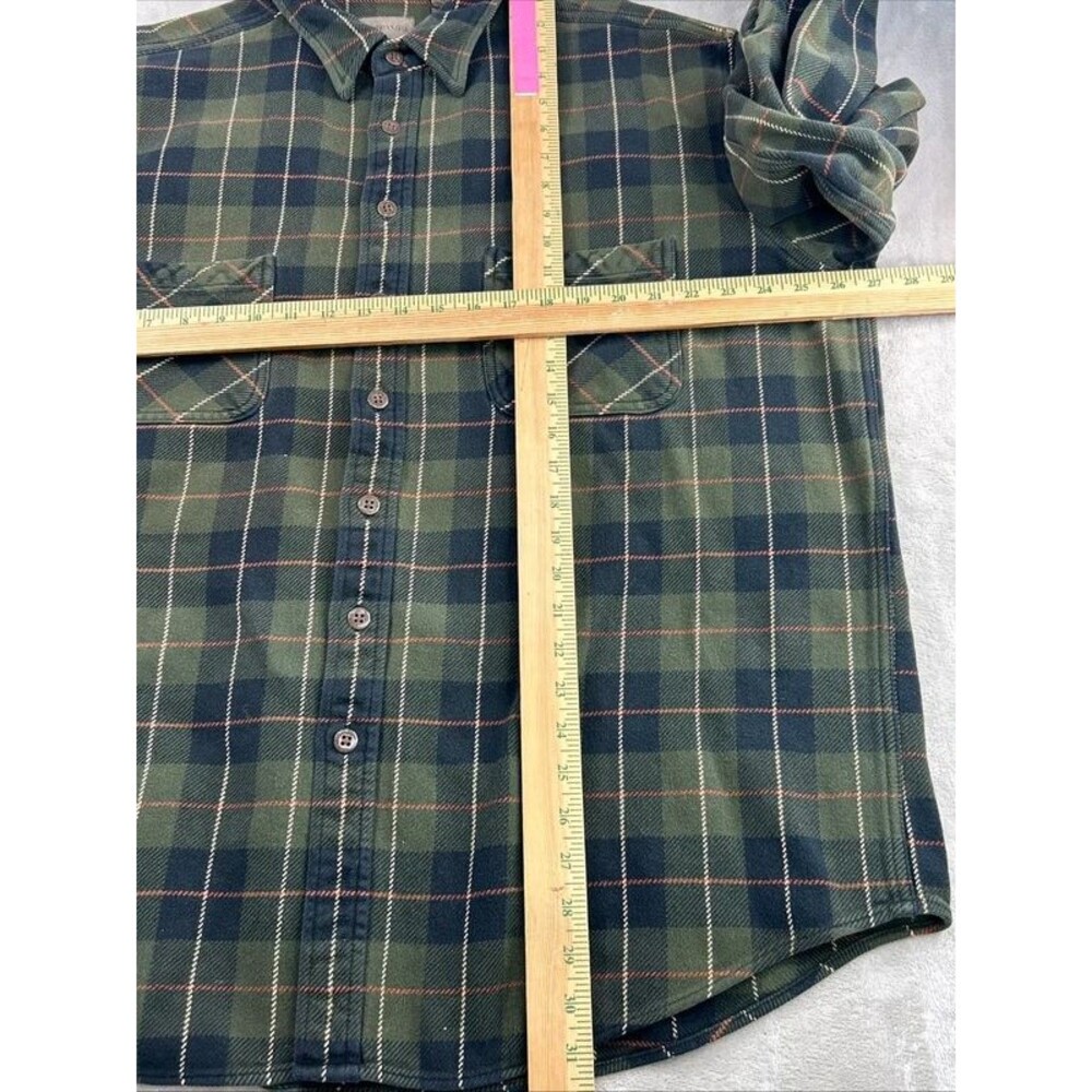 Vtg St Johns Bay Flannel Shirt Mens 2XL Tall Plaid Heavyweight Dark Green - Picture 3 of 3